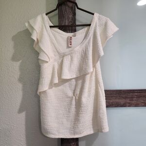 3/$15 Dolan Cream Ruffle Top